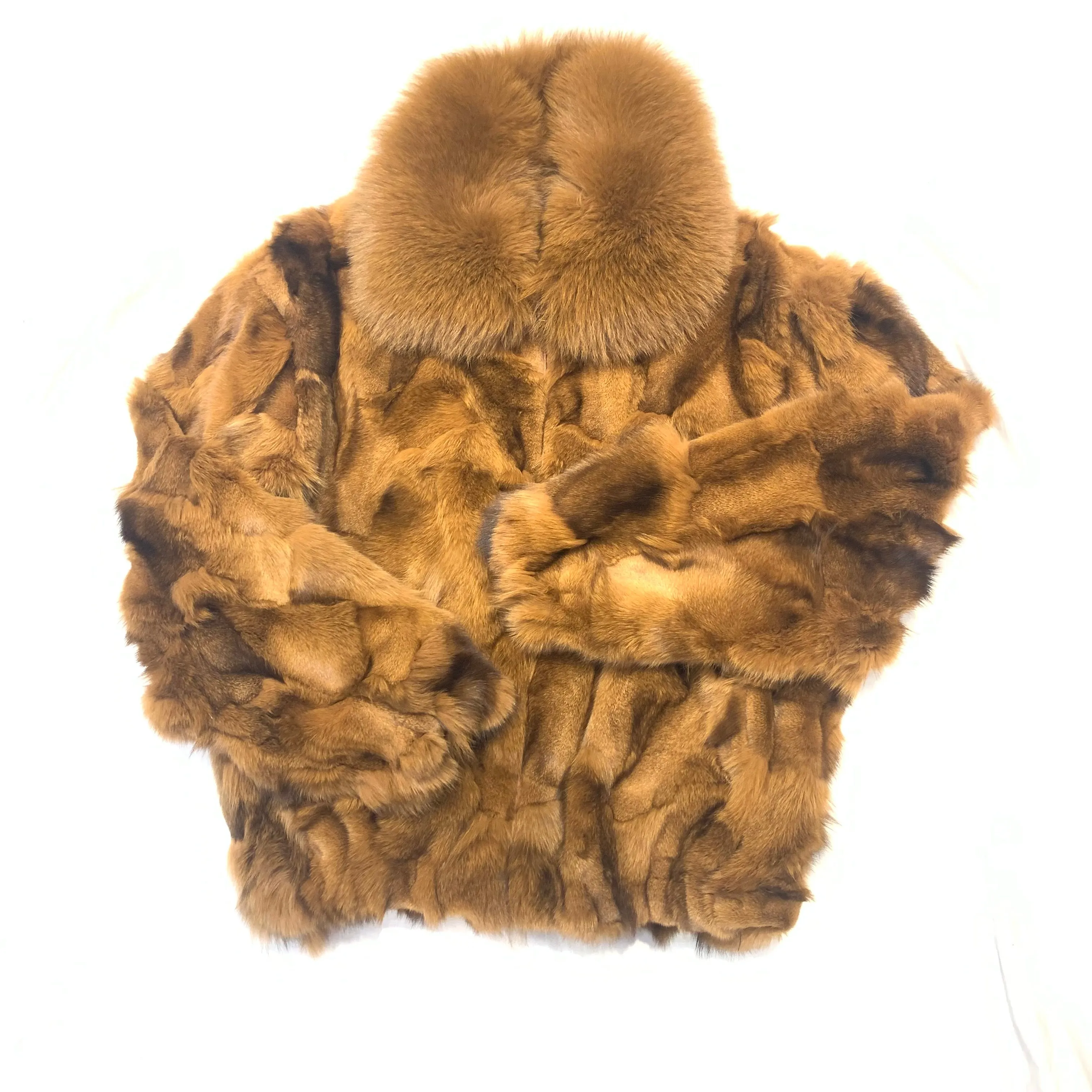 Kashani Men's Whisky Fox Fur  Bomber Coat