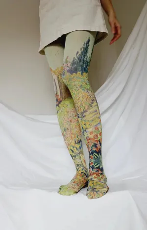 Landscape by van Gogh printed Art Tights