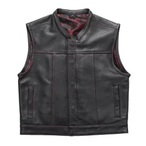 Leather Vest Mens Vest Son Of Anarchy Custom Builder Vest Motorcycle Biker Leather Vest