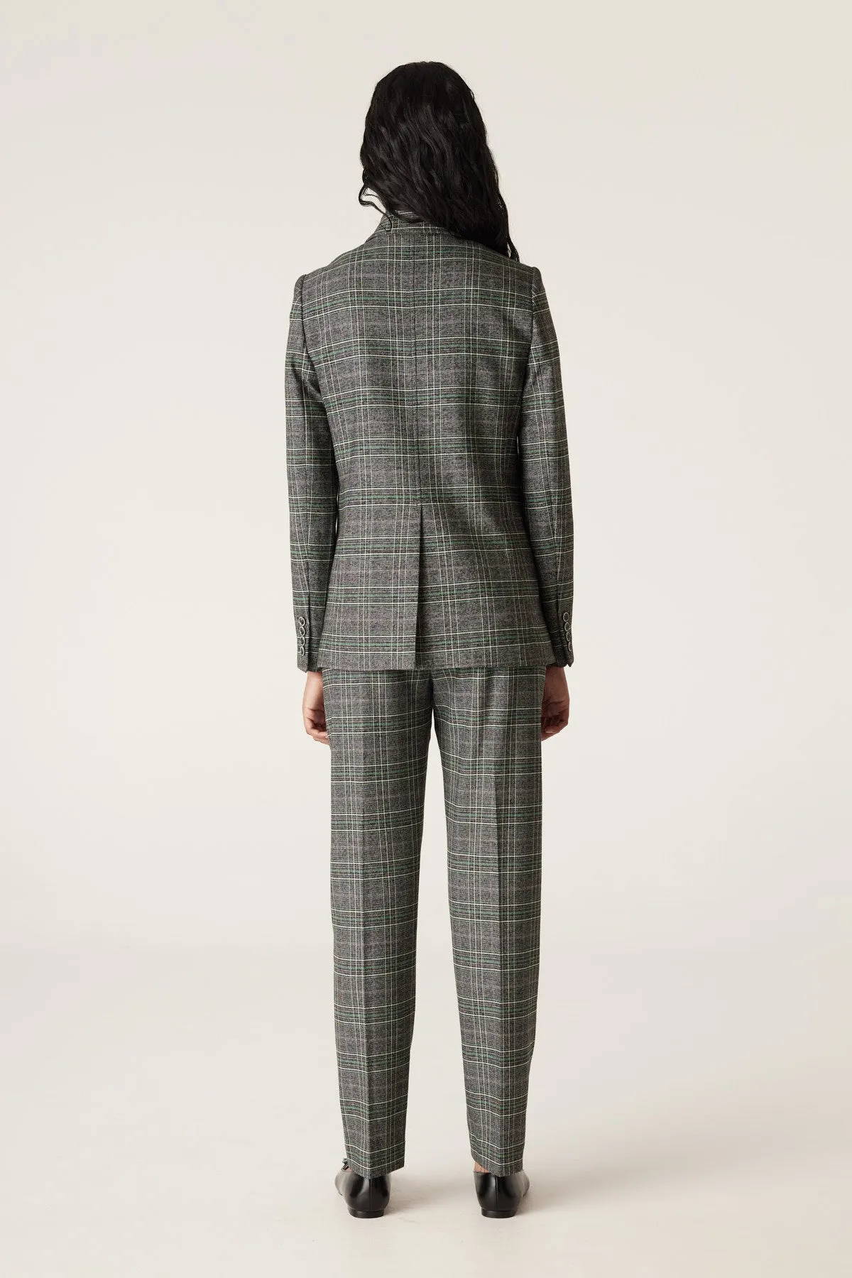 Lennon Check Blazer - Green Check