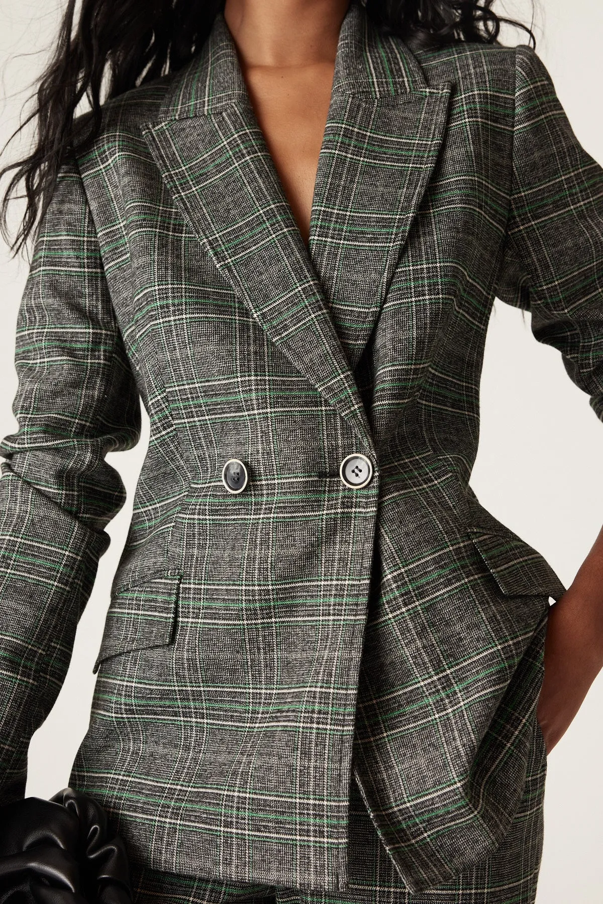 Lennon Check Blazer - Green Check