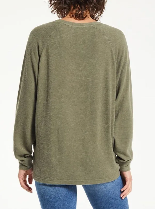 Lyndell Sweater Top - Dusty Olive