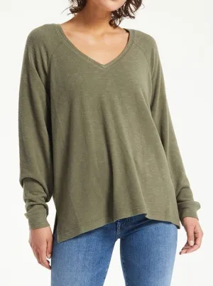 Lyndell Sweater Top - Dusty Olive