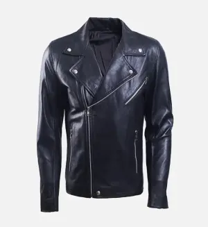 Men's Black Leather Biker Jacket