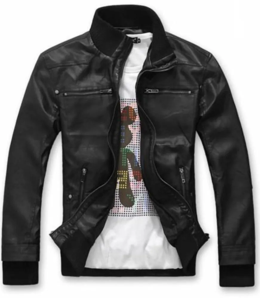 Mens Hooded Faux Leather Jacket