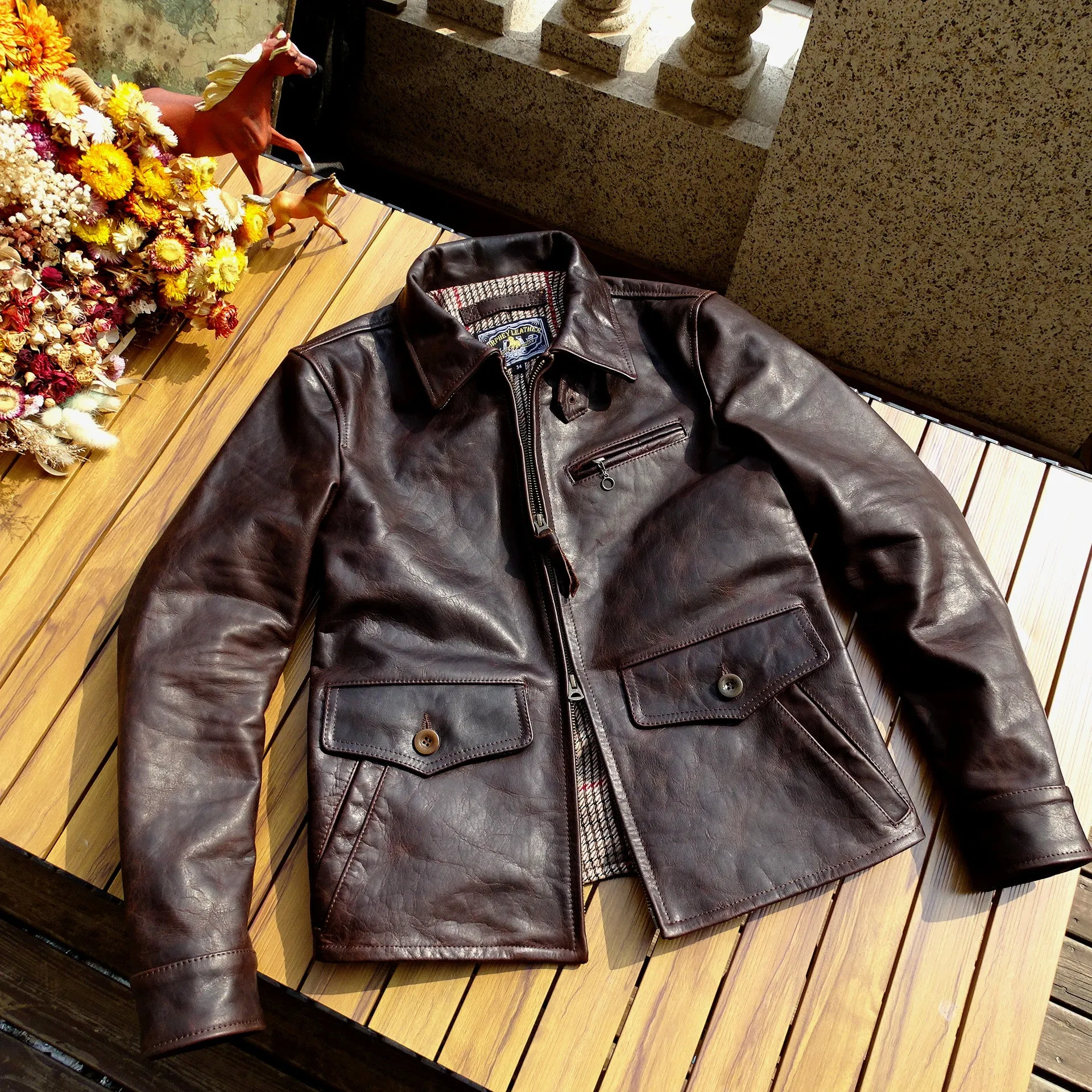 Men's Newsboy Leather Jacket Horsehide