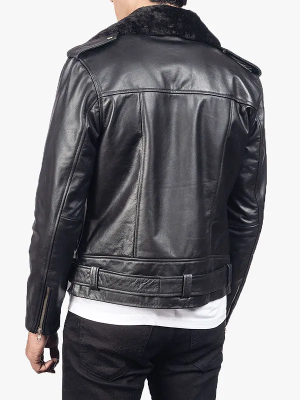 Men's Smooth Black Leather Motorbike Jacket