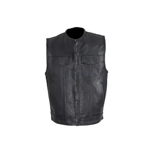 Men's Zippered 1/2" Collar Motorcycle Club Vest