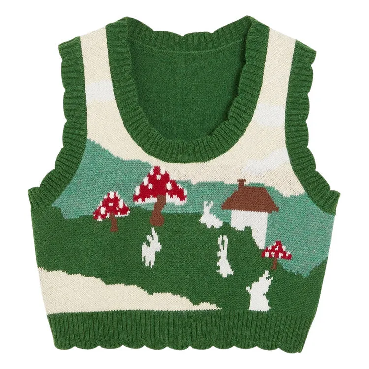 Mushroom Aesthetic Knit Vest