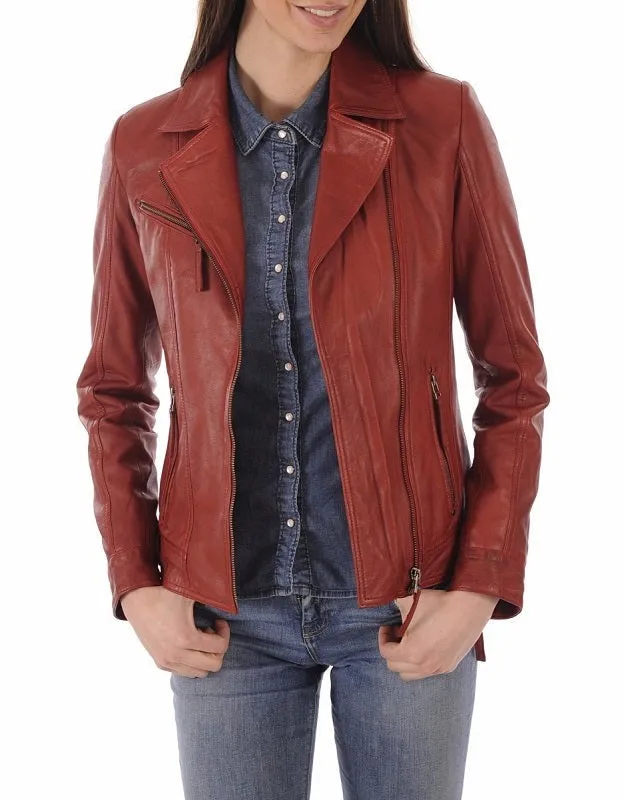 Nebula Tan Leather Biker Jacket