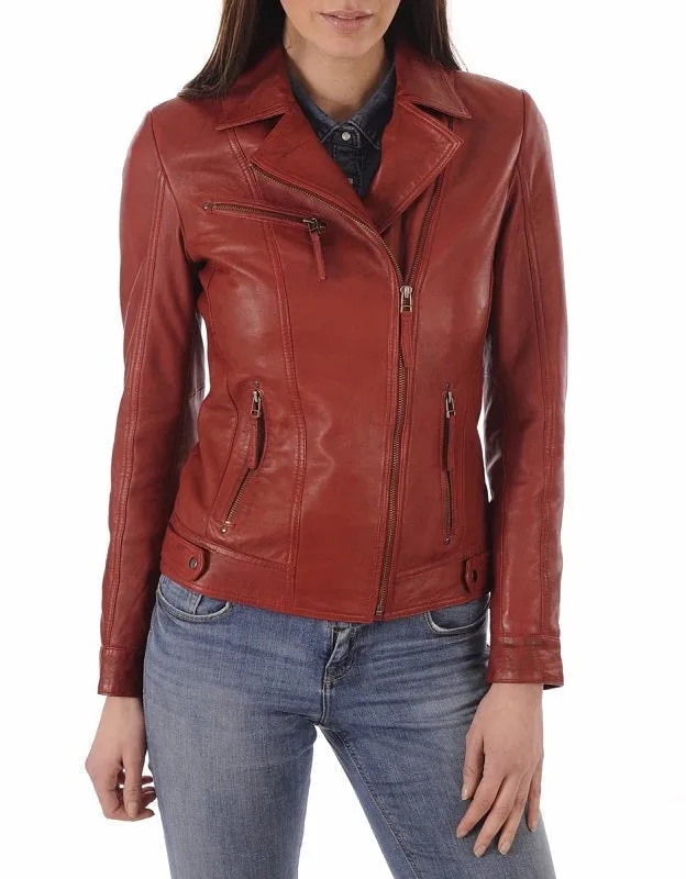 Nebula Tan Leather Biker Jacket