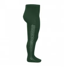 Openwork Side Warm Tights Bottle Green