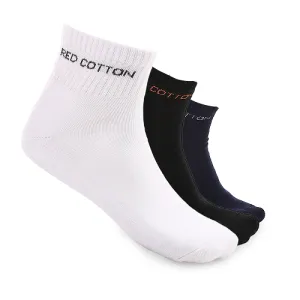 pack of 3 pieces Men's Comfortable Mid Calf Socks-(black&navy&white)