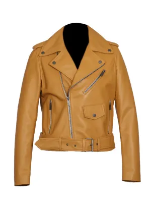 Peach Biker Leather Jacket