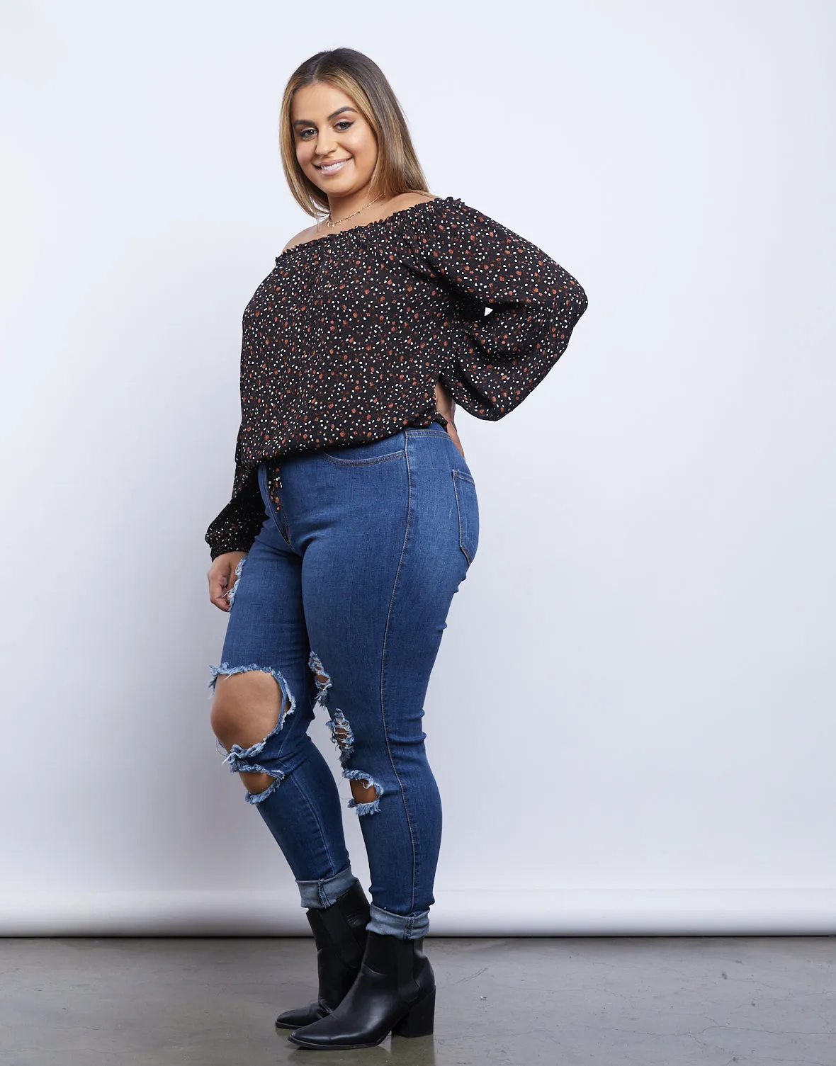 Plus Size Darling Dainty Floral Print Top