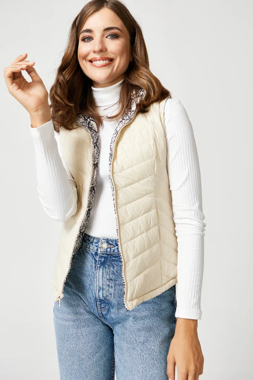 Reversible Pearl/ Python Duck Down Vest