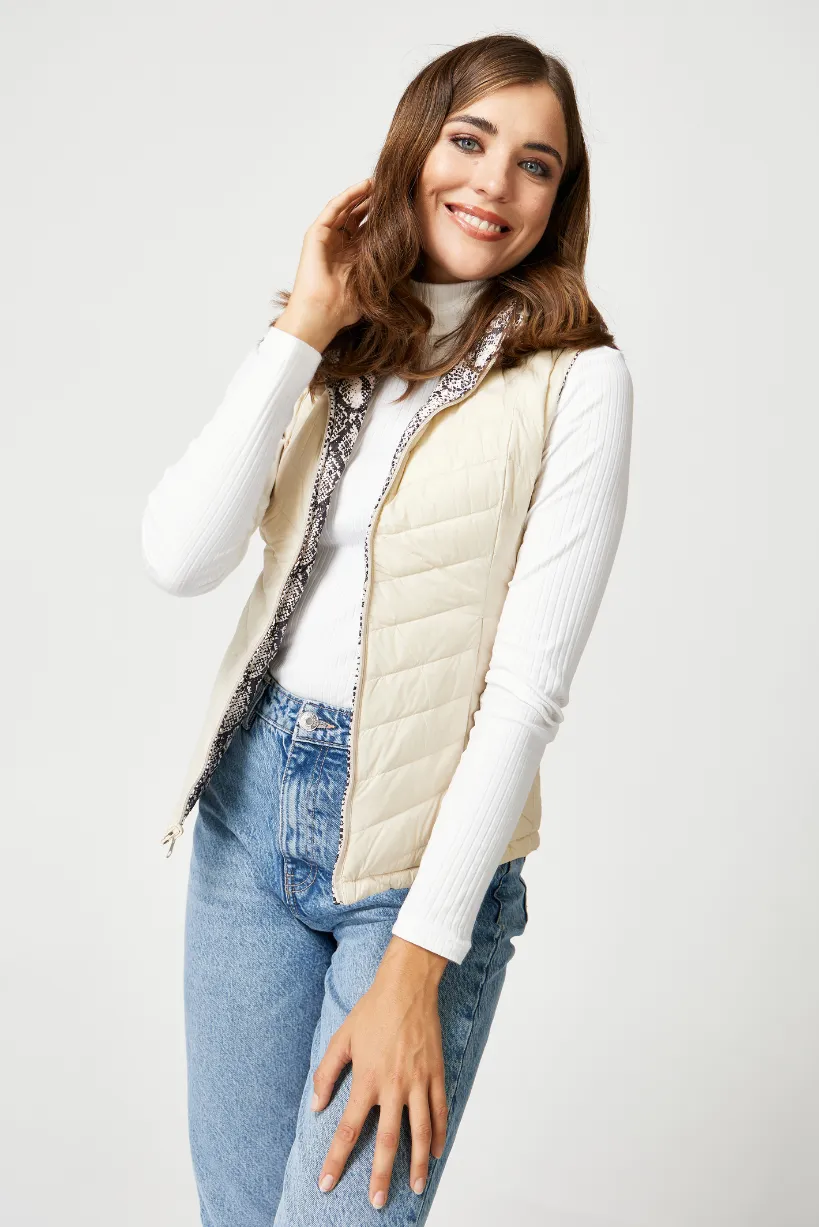 Reversible Pearl/ Python Duck Down Vest