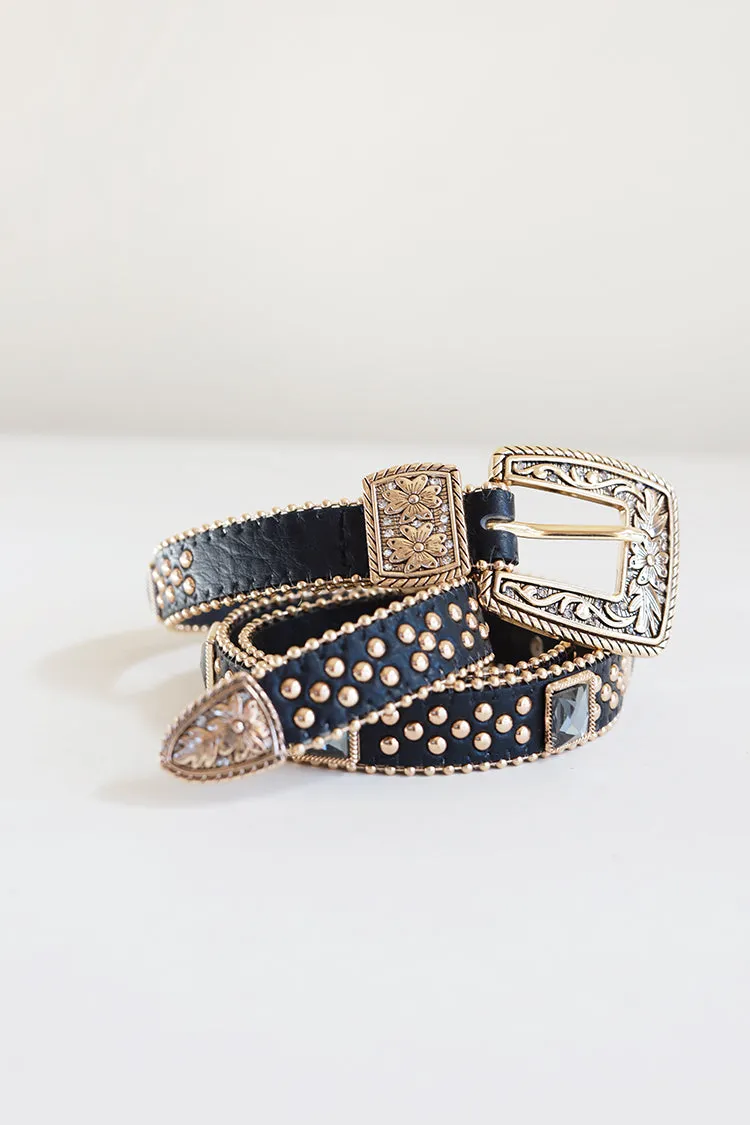 Rhinestone Studded Western Belt