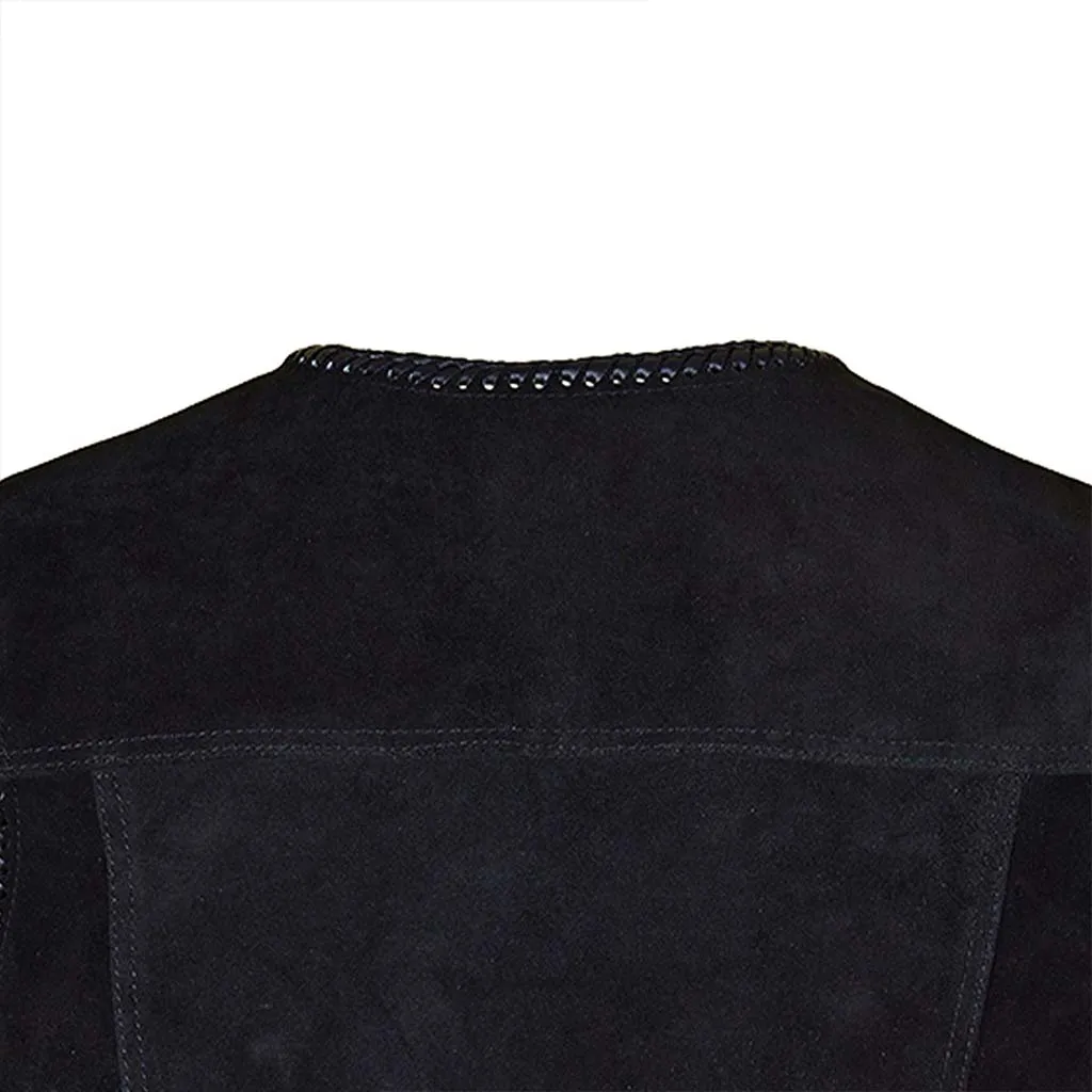 RIDERACT® Suede Leather Vest Black Triple Clasp