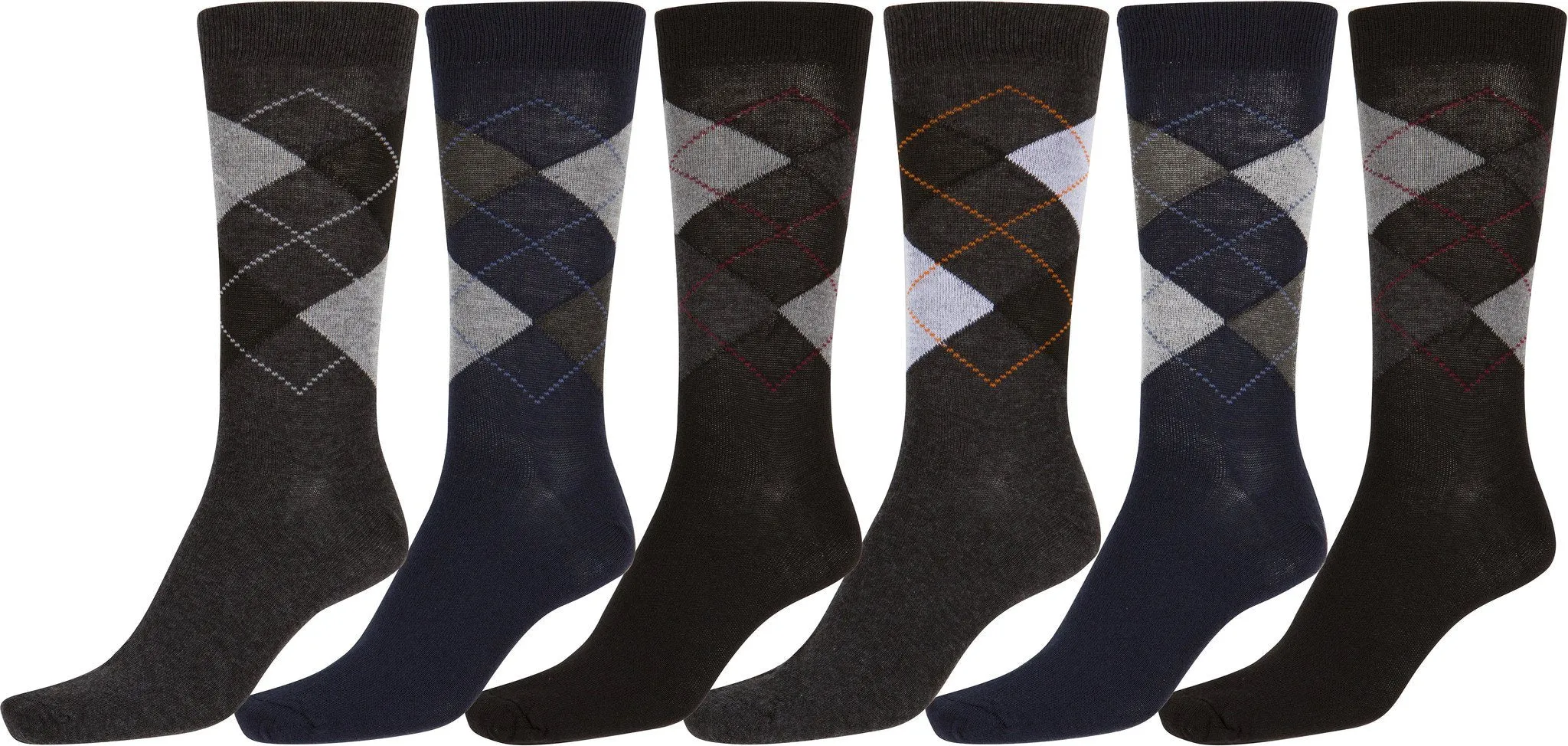 Sakkas Men's Argyle Cotton Blend Crew Dress Socks Assorted 6-Pack