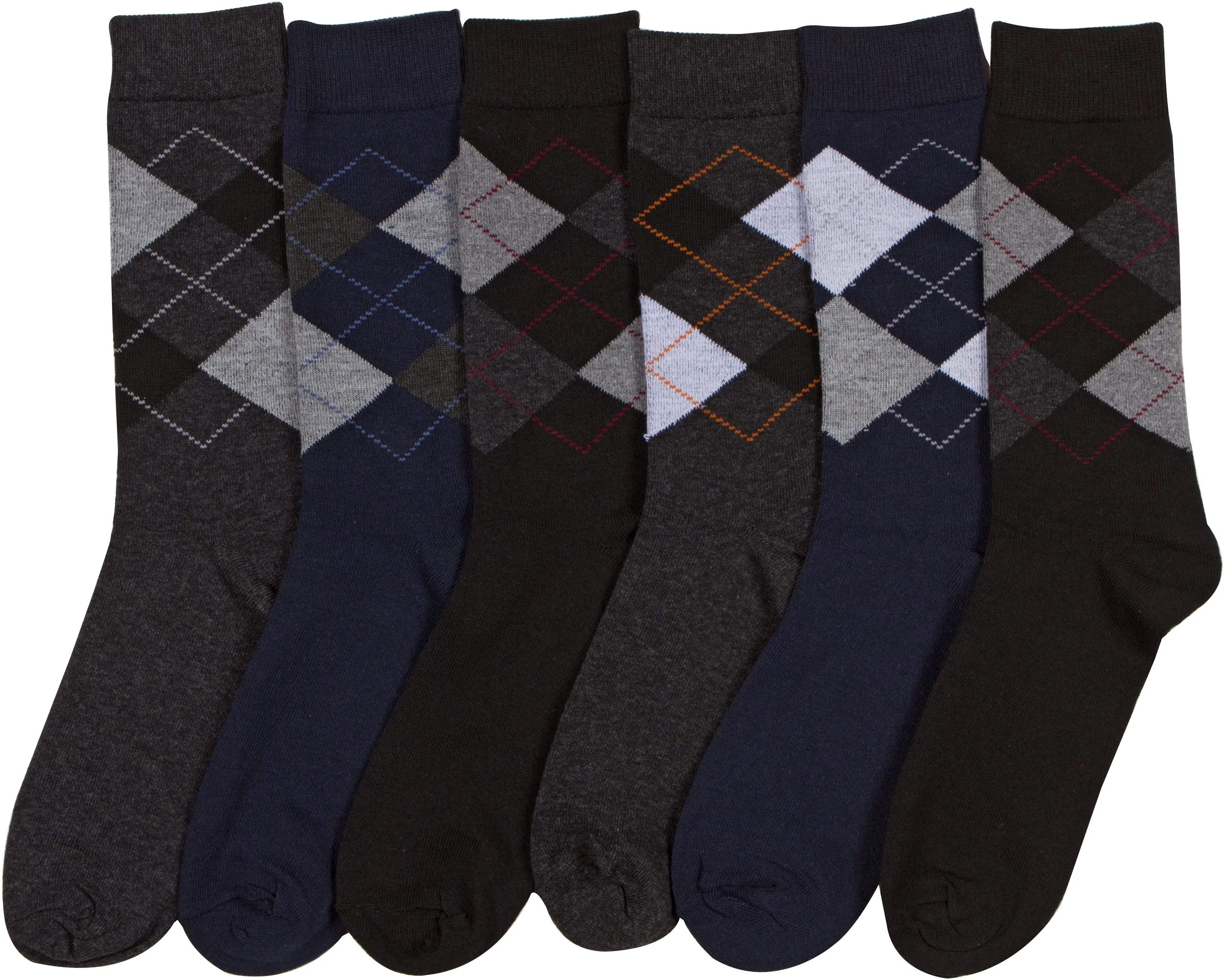 Sakkas Men's Argyle Cotton Blend Crew Dress Socks Assorted 6-Pack