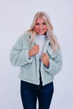 Sheridan Faux Fur Cropped Jacket - Sage