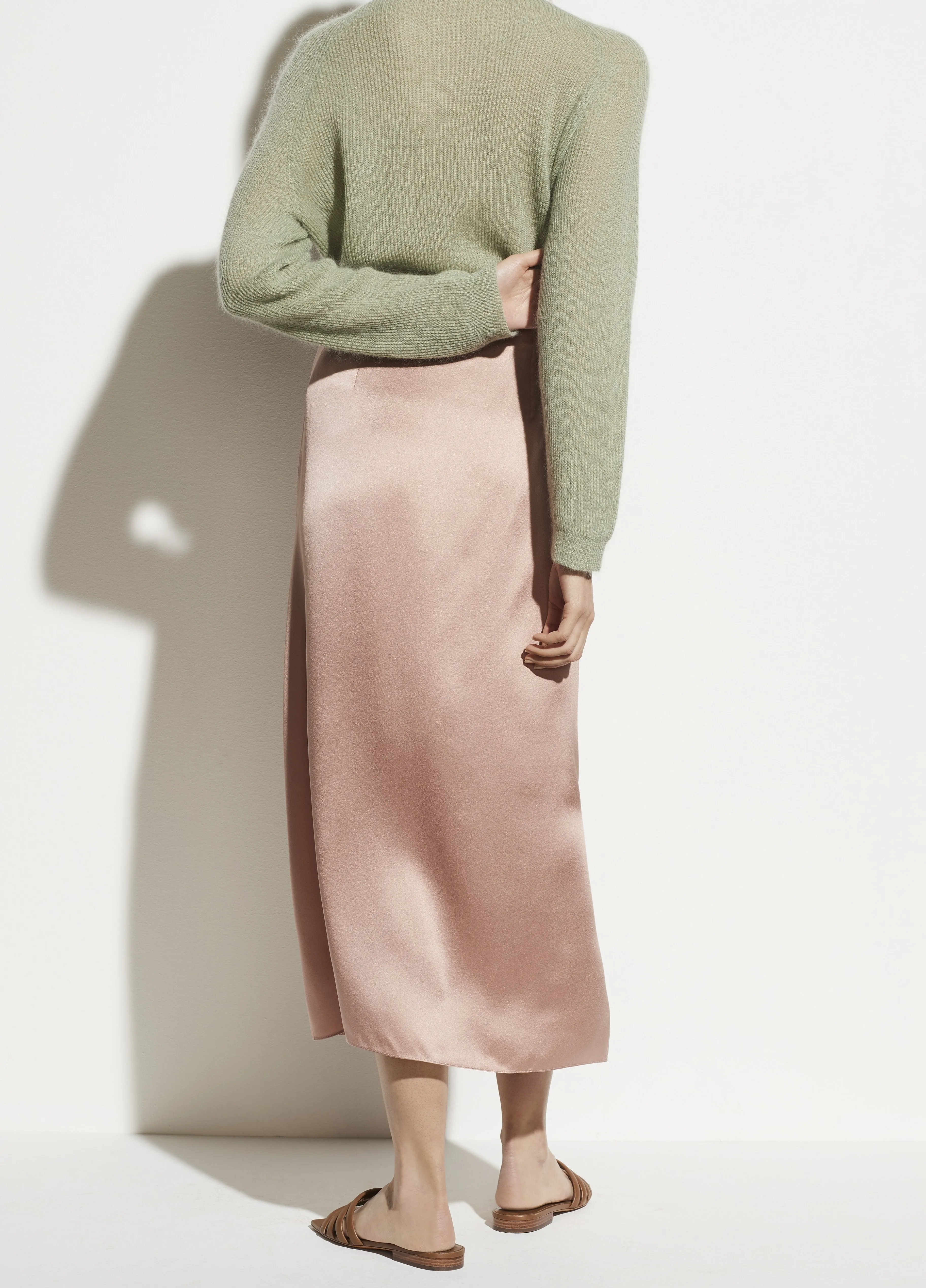 Side Pleat Wrap Skirt in Petal Still