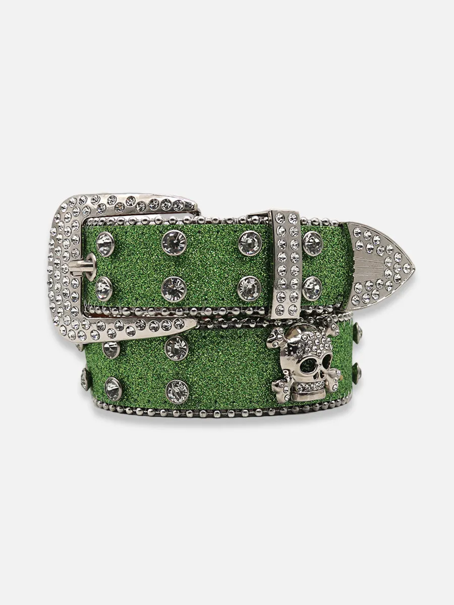 Skull And Crossbones Rhinestone Belt