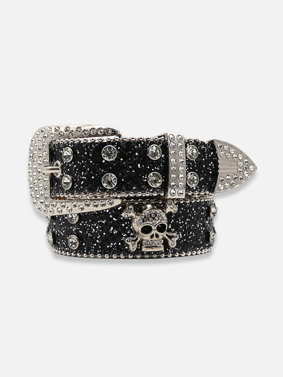 Skull And Crossbones Rhinestone Belt