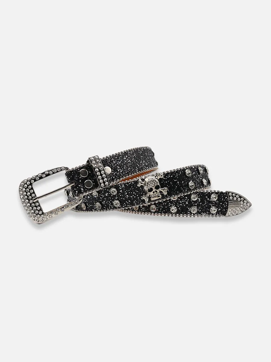 Skull And Crossbones Rhinestone Belt