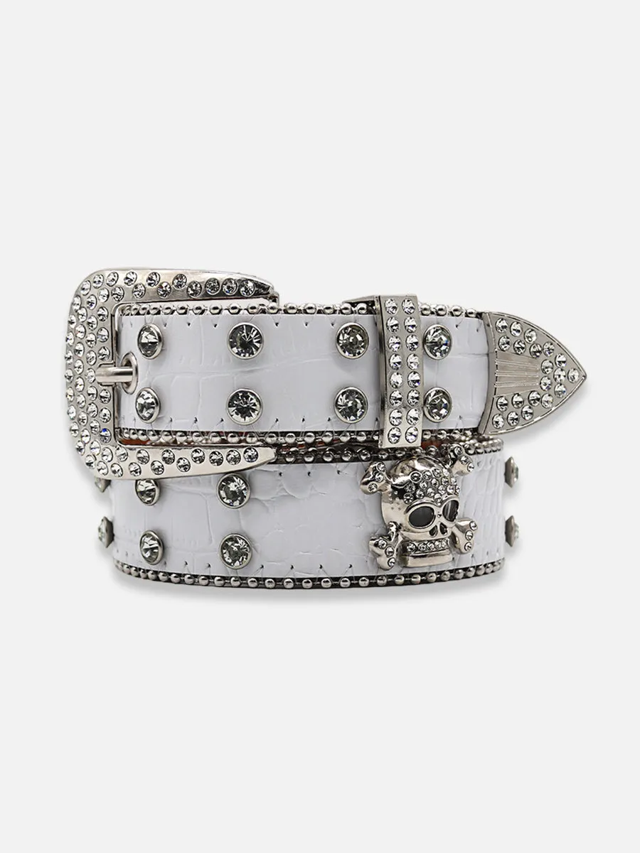 Skull And Crossbones Rhinestone Belt