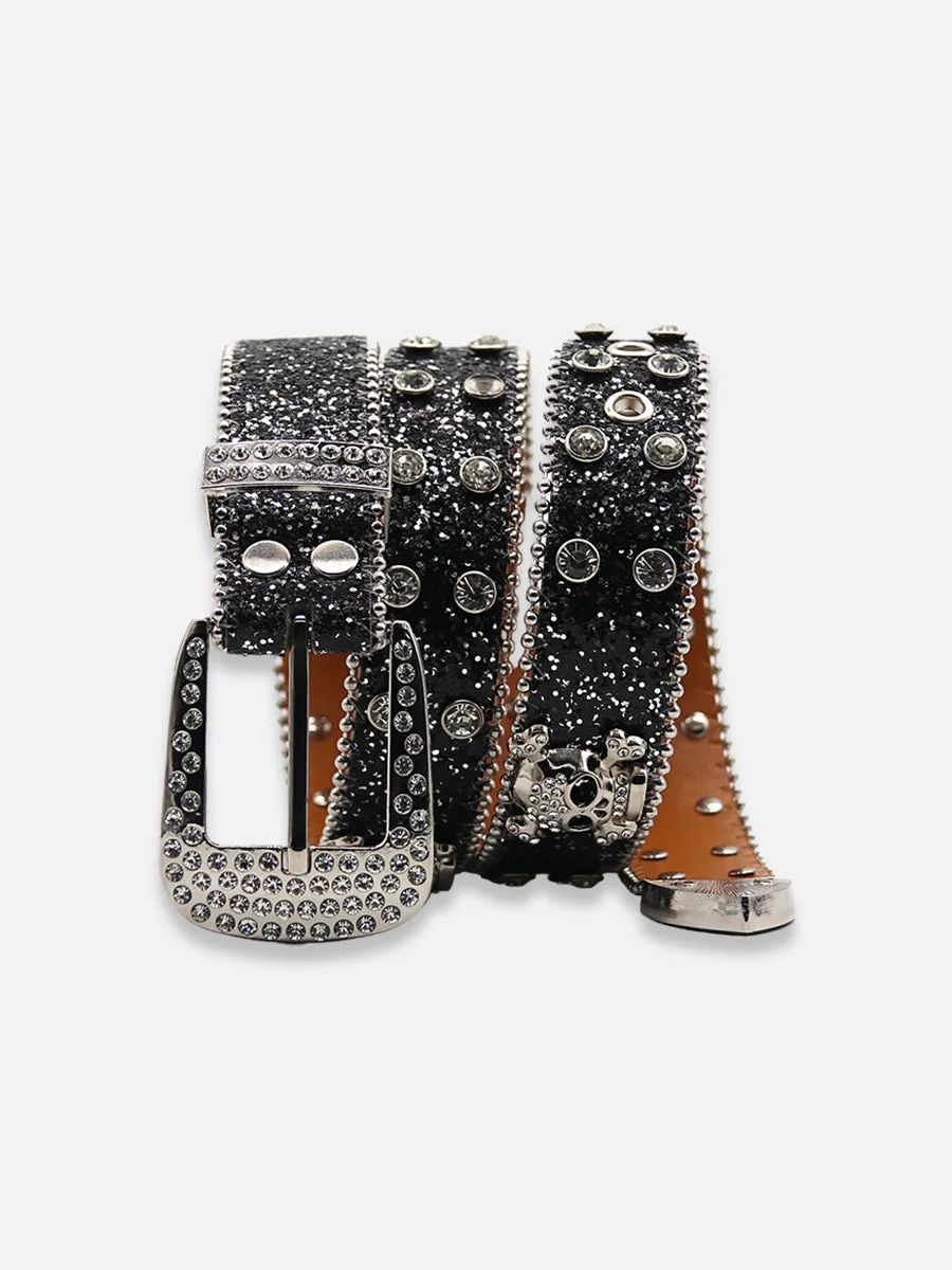 Skull And Crossbones Rhinestone Belt