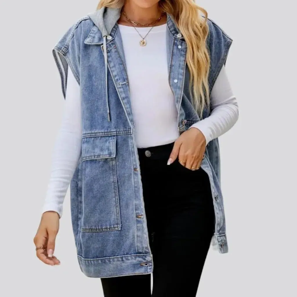 Stonewashed women's denim vest