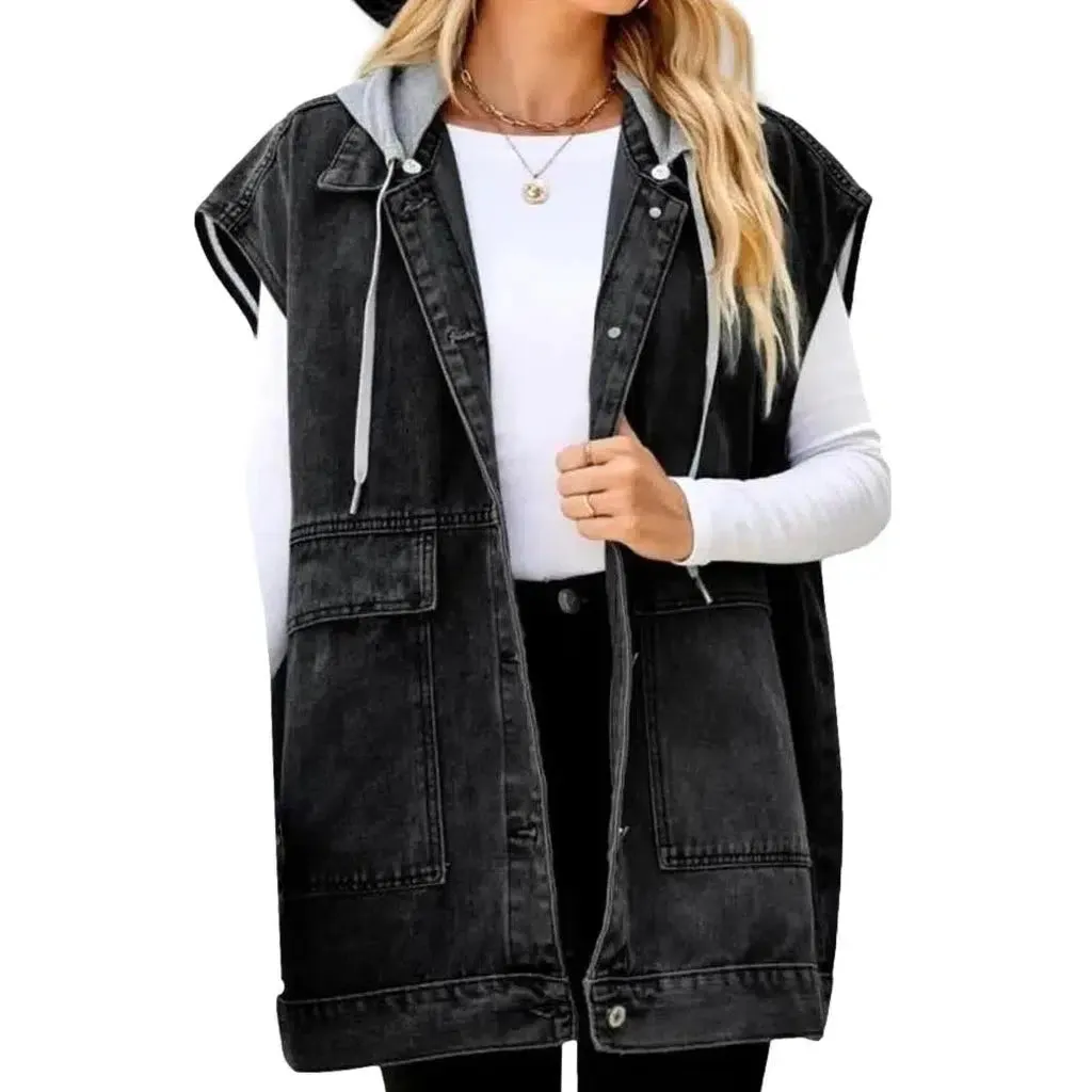 Stonewashed women's denim vest