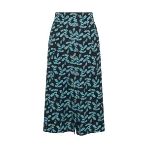 TIGI 18/20 Indigo Eco Leaf Print Button Skirt