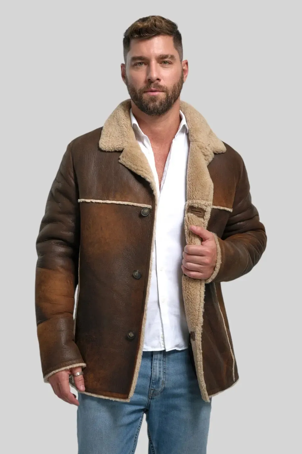 Tullio Sheepskin Leather Ranch Coat