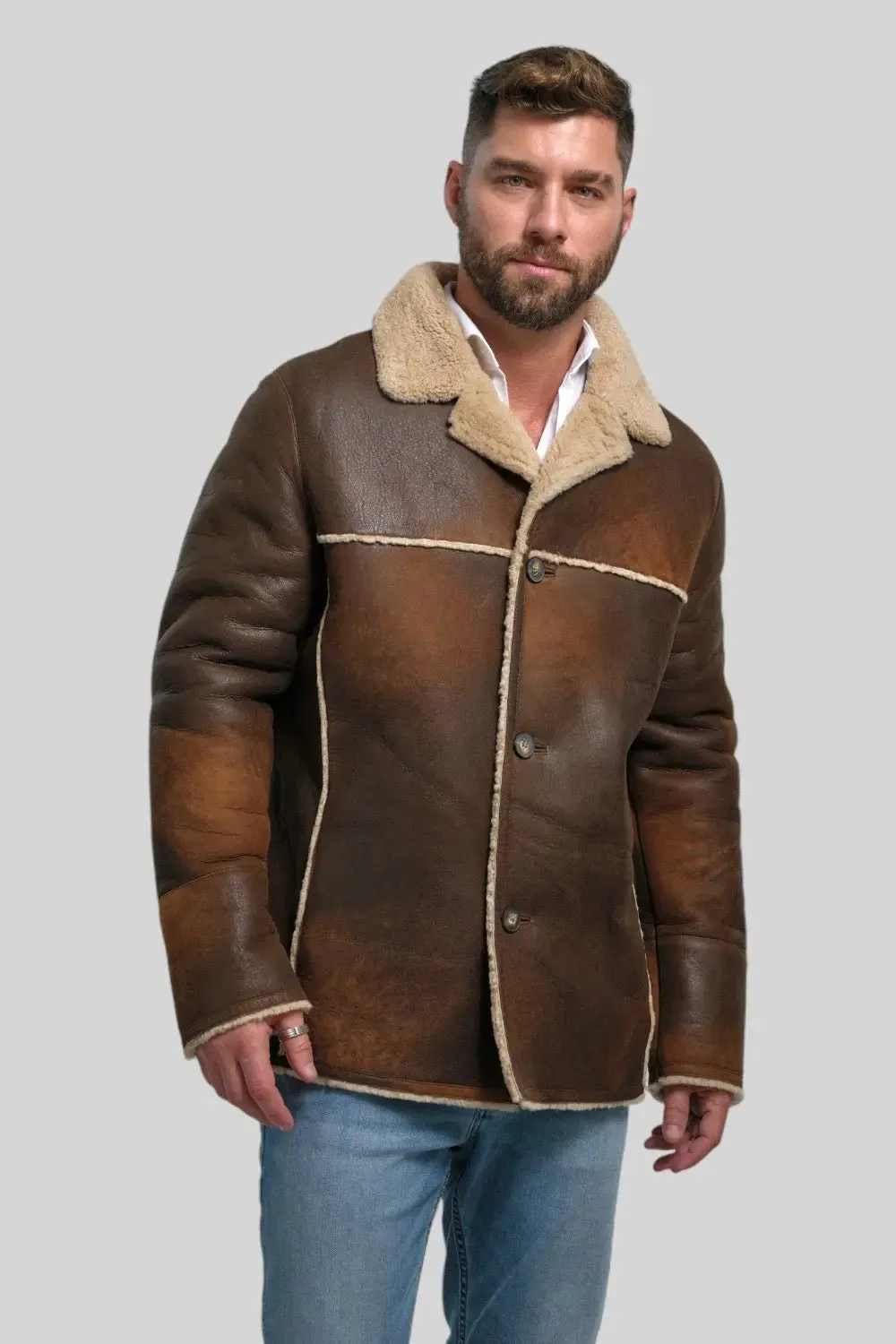 Tullio Sheepskin Leather Ranch Coat