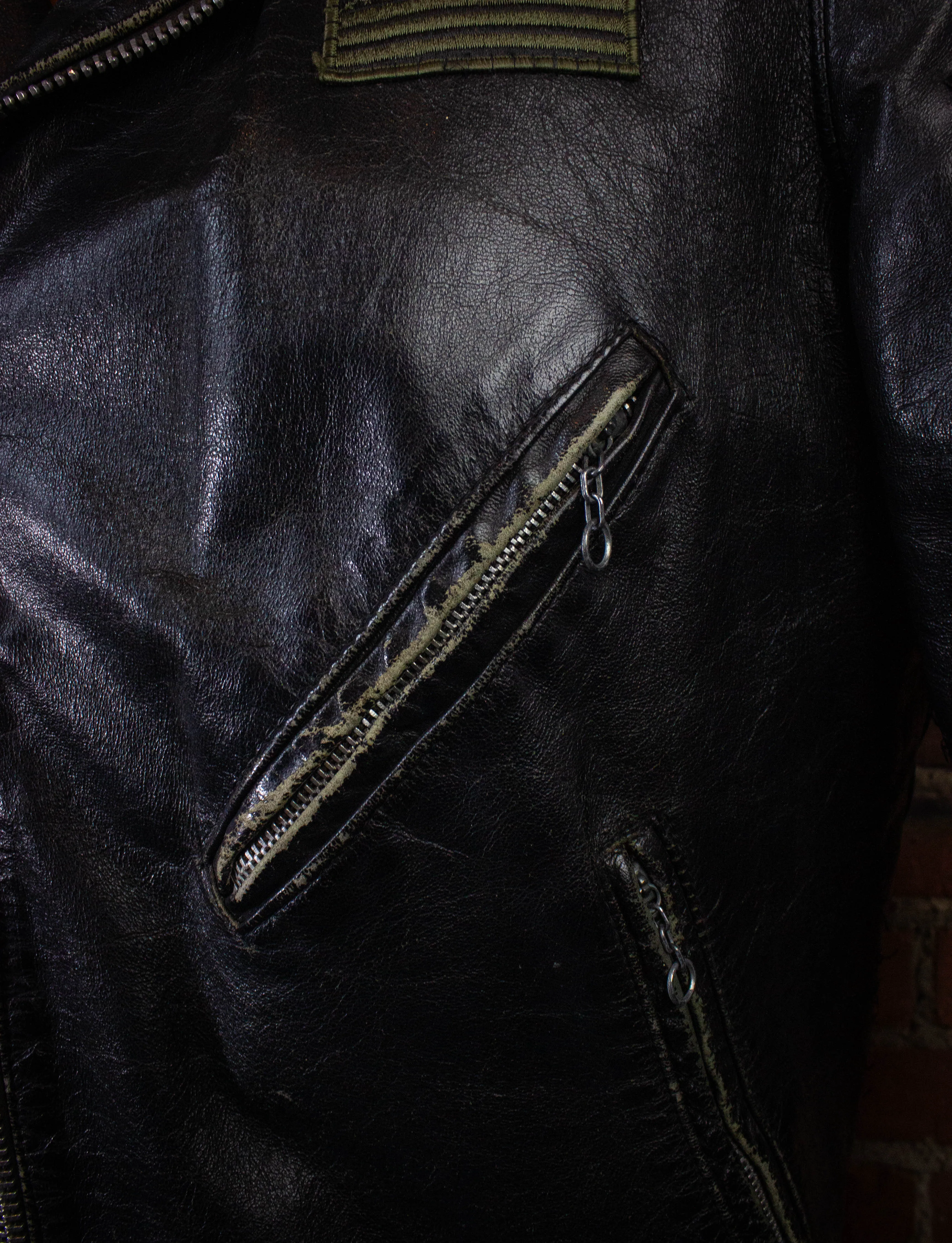 Vintage Diamond Dogs Leather Biker Jacket Black XL