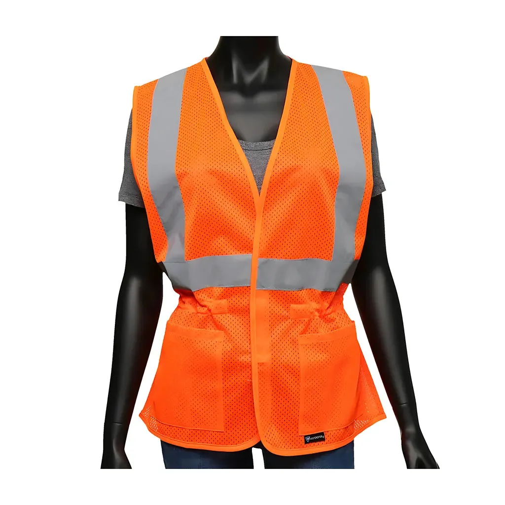 West Chester 47208/LXL ANSI Type R Class 2 Women's Contoured Mesh Vest with Adjustable Waist