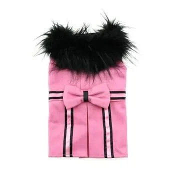 Wool Fur-Trimmed Dog Harness Coat - Pink